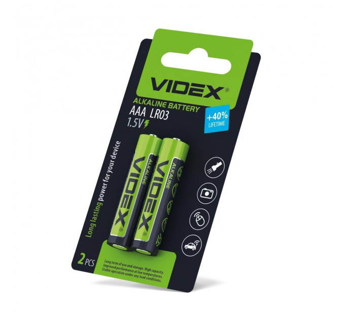 Батарейка лужна Videx LR03/AAA 2шт SMALL BLISTER - ціна за 1 шт. 17.00 грн., замовлення кратно блістеру (2/4/5/10шт)