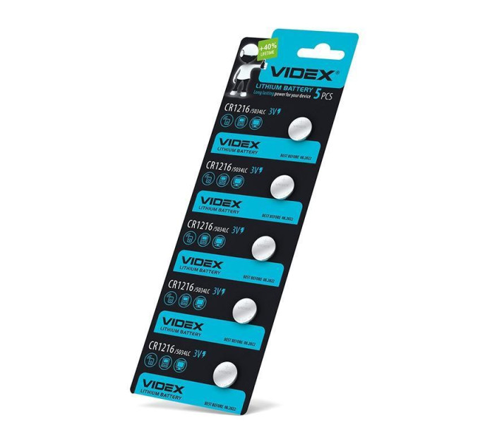 Батарейка літієва Videx CR1216 5шт BLISTER CARD CR1216 5pc - 292212 - ціна за 1 шт. 17.00 грн., замовлення кратно блістеру (2/4/5/10шт)