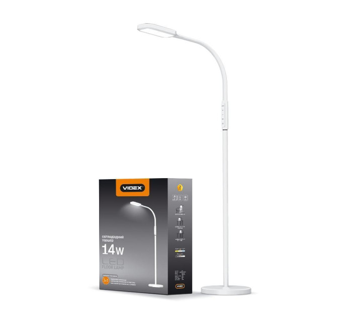 LED торшер білий VIDEX TF07W 14W 3000-5500K VL-TF07W - 296548