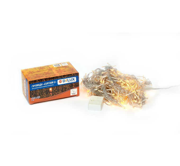Гірлянда внутрішня DELUX CURTAIN С 240LED 2х2m тепл.біл/проз IP20