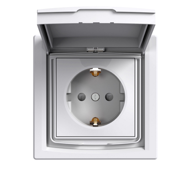 розетка SCHNEIDER ASFORA EPH3100321 з з/к, з кришкою IP44, біла