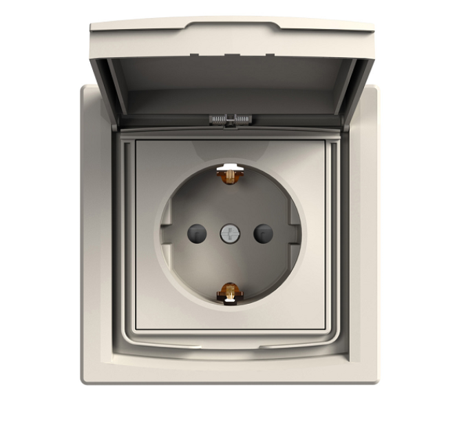 розетка SCHNEIDER ASFORA EPH3100323 з з/к, з кришкою IP44, крем