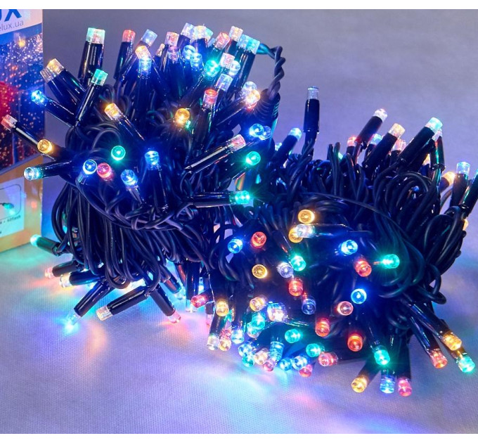 гірлянда зовн DELUX STRING 200LED 20m 40flash мульти/чор IP44 - (90012980)