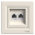 розетка SCHNEIDER ASFORA EPH4400123 комп.2-а RJ45, кат.5e крем