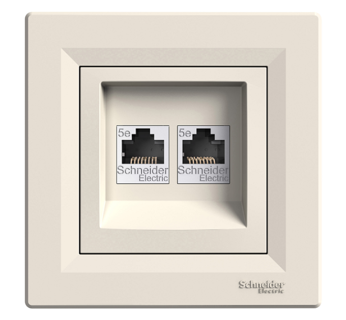 розетка SCHNEIDER ASFORA EPH4400123 комп.2-а RJ45, кат.5e крем