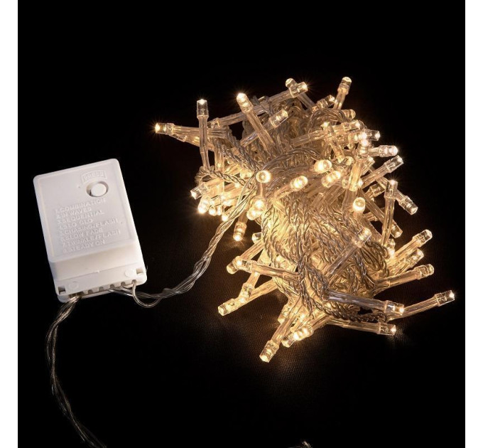 гірлянда внутр DELUX STRING З 100LED 5m тепл.біл/прозо IP20 - (90009495)