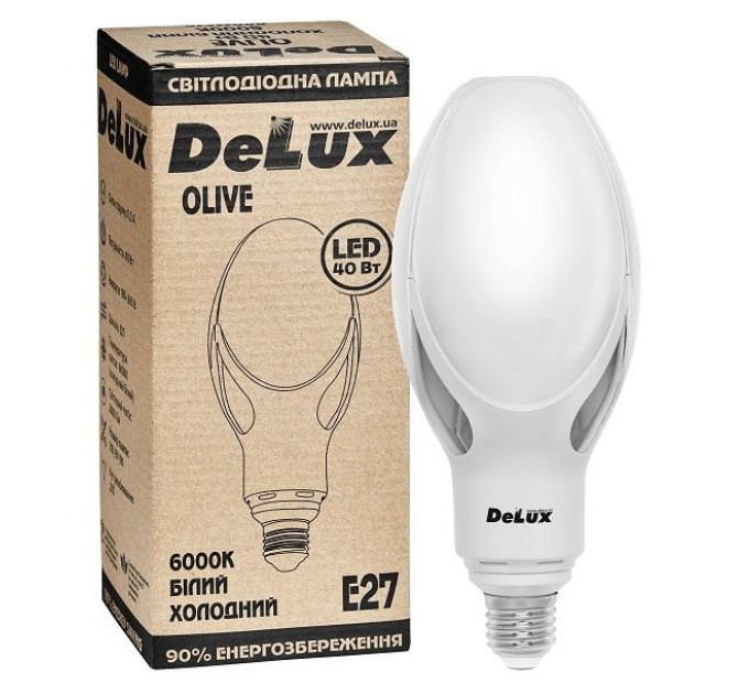 лампа Світлодіодна DELUX OLIVE 40w E27 6000K заміна ртутно-вольфрамової лампи - (90011618)