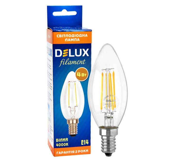 Лед лампа DELUX BL37B 4 Вт 4000K 220В E14 filament - (90011681)