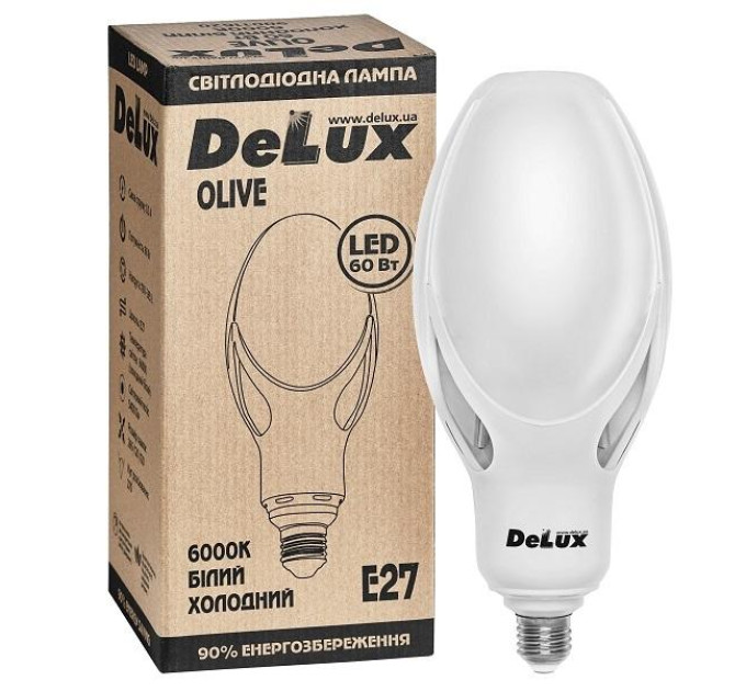 лампа Світлодіодна DELUX OLIVE 60w E27 6000K заміна ртутно-вольфрамової лампи - (90011620)