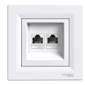 розетка SCHNEIDER ASFORA EPH4400121 комп.2-а RJ45, кат.5e біл