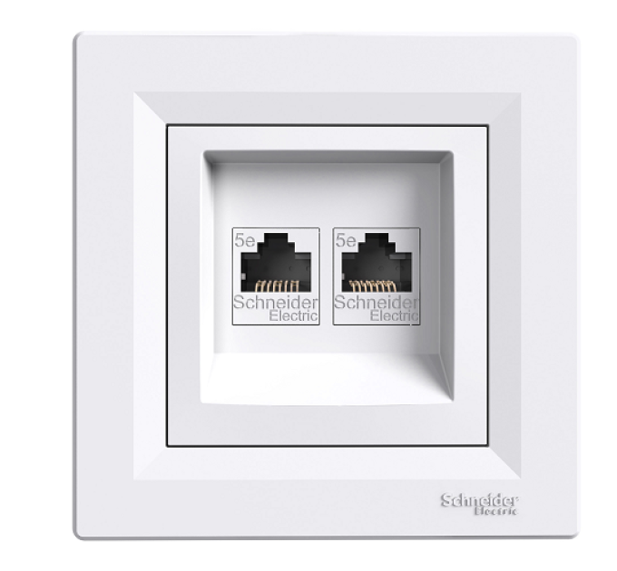 розетка SCHNEIDER ASFORA EPH4400121 комп.2-а RJ45, кат.5e біл