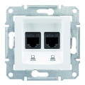 Комп'ютерна розетка подвійна RJ45, кат. 5e, неекр. UTP з пружинними затискачами Sedna SDN4400121 білий