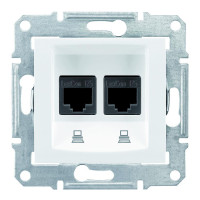 Комп'ютерна розетка подвійна RJ45, кат. 5e, неекр. UTP з пружинними затискачами Sedna SDN4400121 білий