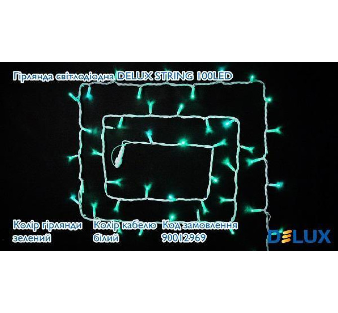 гірлянда зовн DELUX STRING 100LED 10m 20flash зелен/біл IP44 - (90012969)