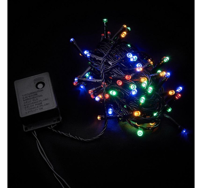 гірлянда внутр DELUX STRING З 100LED 5m Мулто/черн IP20 - (90009496)