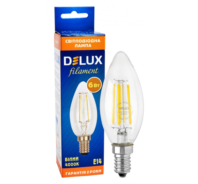 Лед лампа DELUX BL37B 6 Вт 4000K 220В E14 filament - (90011684)