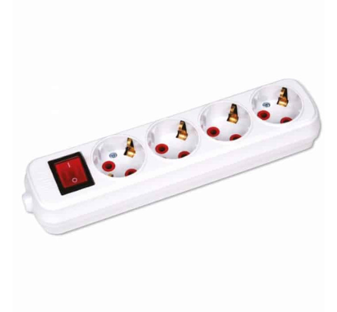 Колодка 4 гнізда з заземленням і вимикачем HOROZ ELECTRIC 200-400-402