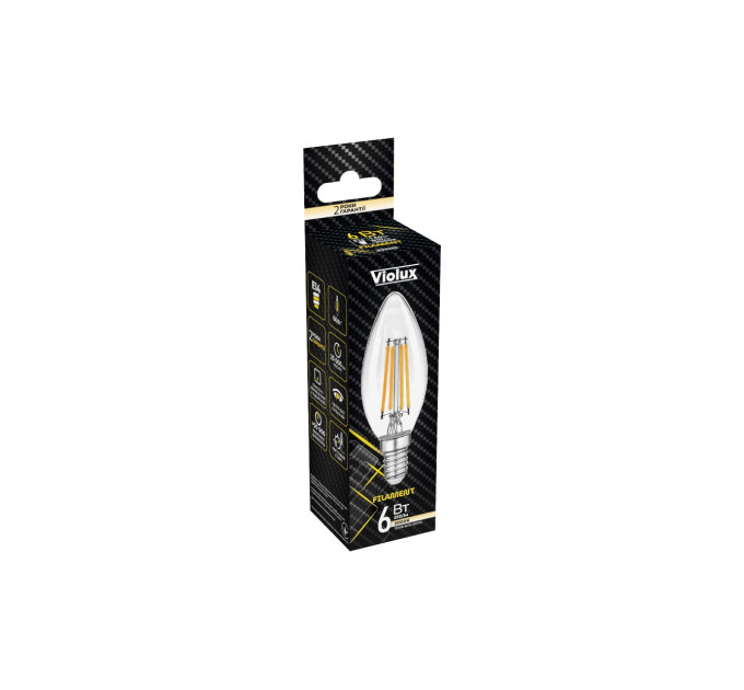 Лампа LED FILAMENT С37 6W E14 3000K VIOLUX ( 833033 )