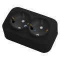 Розетка подвійна з заземленням чорна EVA HOROZ ELECTRIC 112-004-0002-020