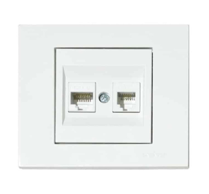Розетка комп’ютерна двійна (CAT6) біла GRANO OVIVO 400-010300-230