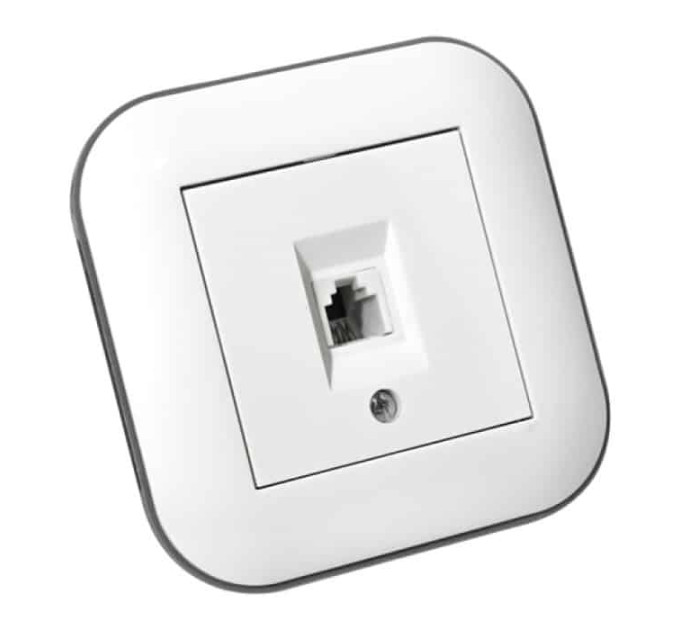 Розетка телефонна LOFT білий+сірий OVIVO 404-010303-221