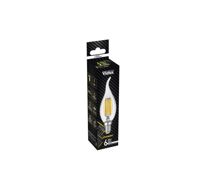 Лампа LED FILAMENT С37 6W E14 4000K на вітру VIOLUX ( 833084 )