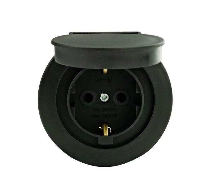 Розетка з заземленням з кришкою антрацит xOne OVIVO 406-250000-249
