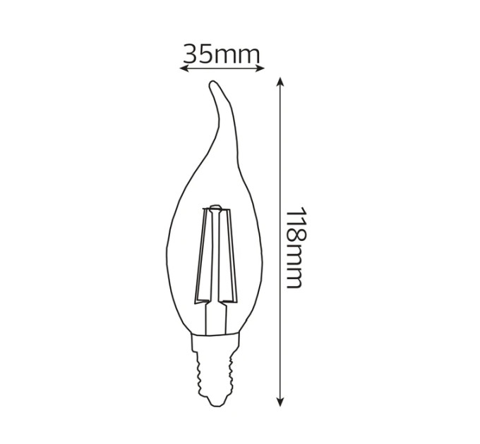 Світлодіодна лампа FILAMENT FLAME-4 4W Е14 2700К HOROZ ELECTRIC 001-014-0004-010