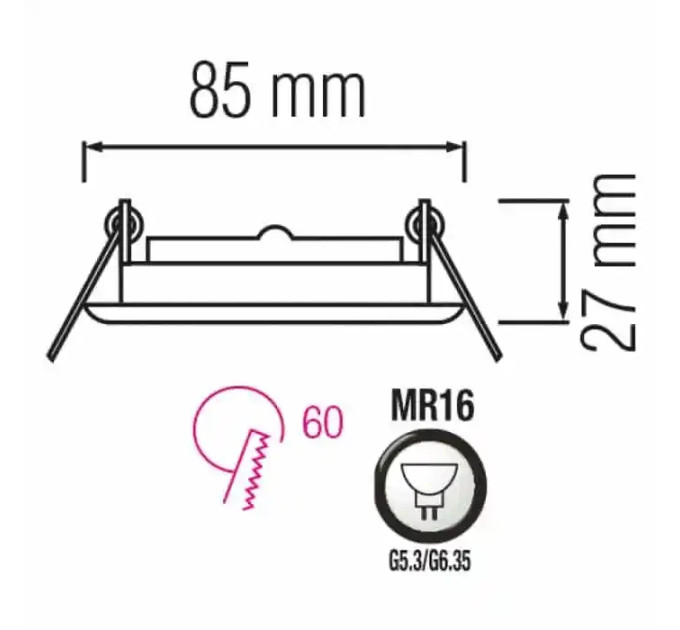 Світильник галогенний ORKIDE хром HOROZ ELECTRIC 015-007-0050-030