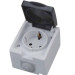 Розетка накладна 1-на з заземленням з кришкою ATOM HOROZ ELECTRIC 112-100-0001-010