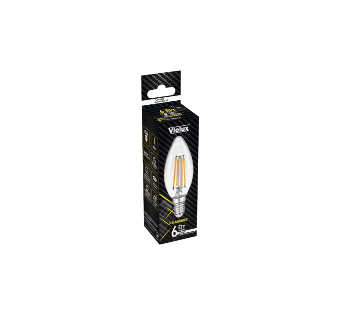 Лампа LED FILAMENT С37 6W E27 4000K VIOLUX ( 833064 )