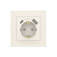Розетка EL-BI VEGA біла 1-на з заземленням + 2USB (Type C+A) ( 510-010200-334 )