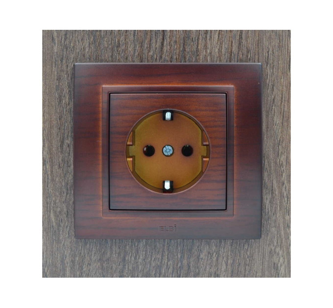 Розетка ELBI ZENA Woodline червоне дерево 1-на з заземленням без рамки ( 609-012900-217 )