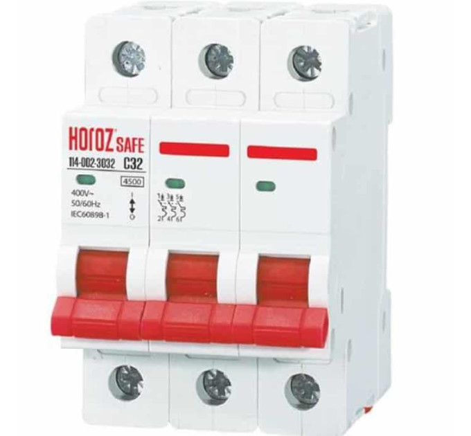 Автоматичний вимикач SAFE 32А 3P С HOROZ ELECTRIC 114-002-3032-010