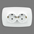 Розетка подвійна з заземленням біла ELA HOROZ ELECTRIC 112-007-0008-010
