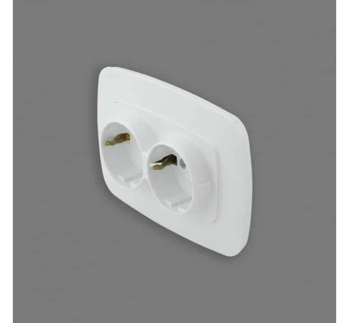 Розетка подвійна з заземленням біла ELA HOROZ ELECTRIC 112-007-0008-010