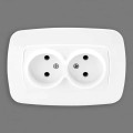 Розетка подвійна без заземлення біла ELA HOROZ ELECTRIC 112-007-0007-010