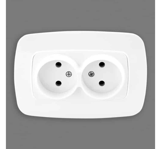 Розетка подвійна без заземлення біла ELA HOROZ ELECTRIC 112-007-0007-010