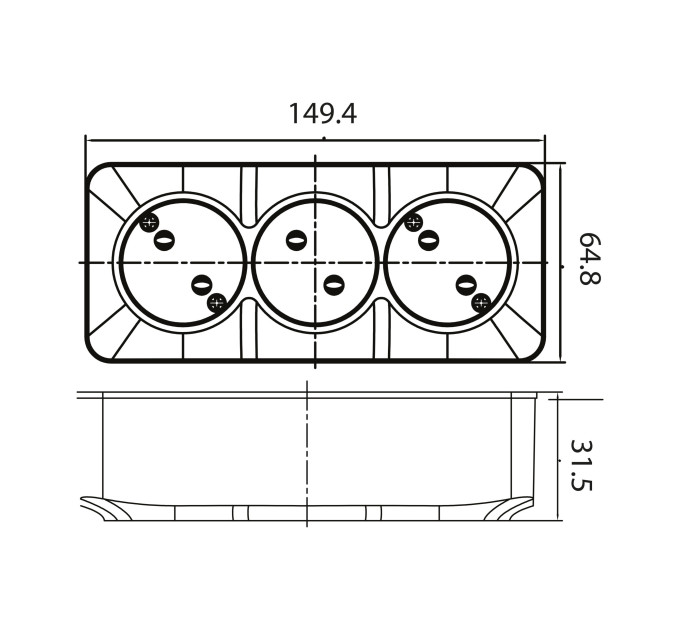 Розетка потрійна без заземлення біла POWER MAX-3 HOROZ ELECTRIC 104-008-0001-010