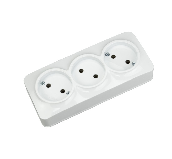Розетка потрійна без заземлення біла POWER MAX-3 HOROZ ELECTRIC 104-008-0001-010