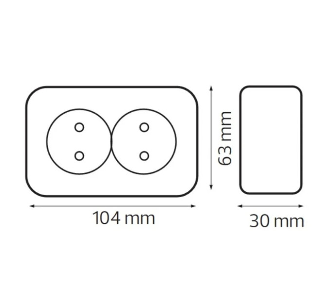 Розетка подвійна без заземлення біла EVA HOROZ ELECTRIC 112-003-0002-010