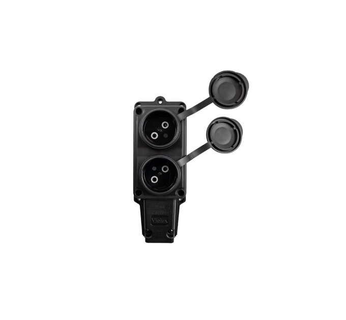 Колодка Violux каучук настінна 2-на без заземлення з кришкою IP44 ( 930700 )