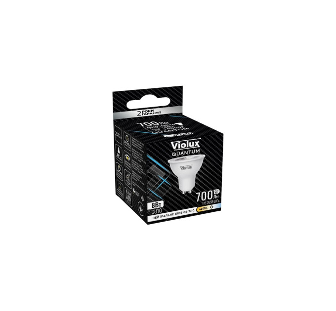 Лампа світлодіодна QUANTUM MR16 8W GU10 38° 6400K Violux ( 812242 )