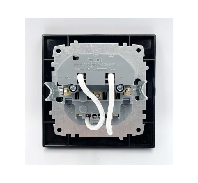 Розетка EL-BI VEGA чорний мат 1-на з заземленням + 2USB (Type C+A) ( 510-014800-334 )