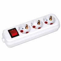 Колодка 3 гнізда з заземленням і вимикачем HOROZ ELECTRIC 200-300-302