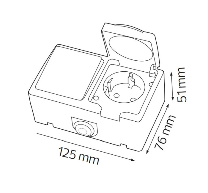 Розетка накладна 2-на з заземленням з кришкою ATOM HOROZ ELECTRIC 112-100-0002-010