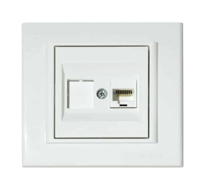 Розетка комп’ютерна (CAT6) біла MINA OVIVO 401-010300-229