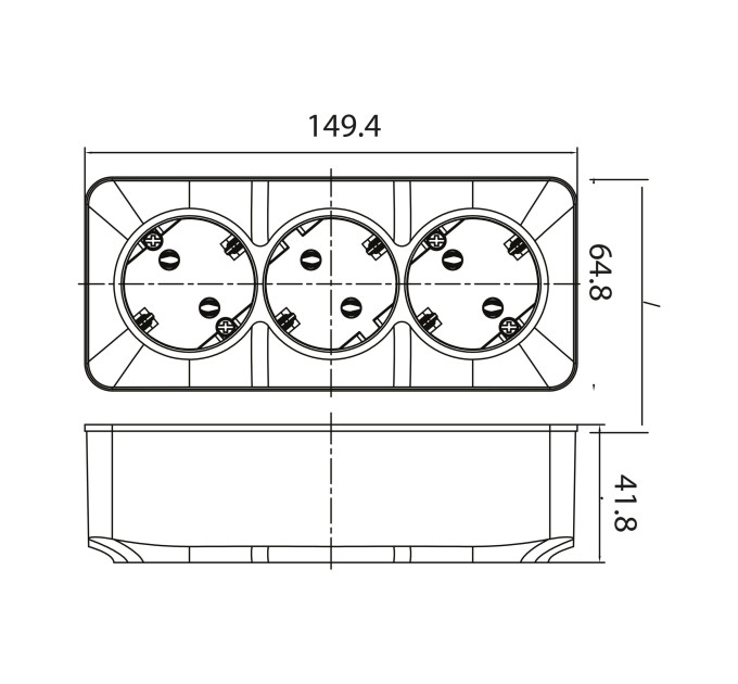 Розетка потрійна з заземленням біла POWER MAX-3E HOROZ ELECTRIC 104-008-0002-010
