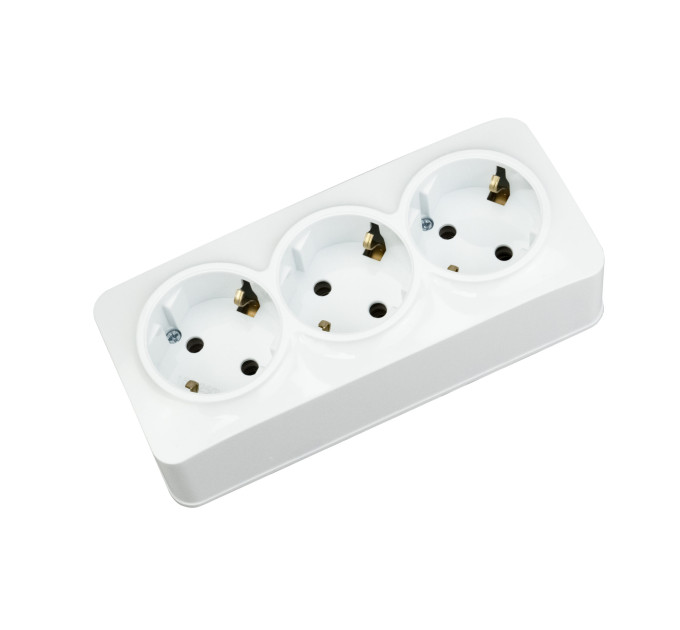 Розетка потрійна з заземленням біла POWER MAX-3E HOROZ ELECTRIC 104-008-0002-010