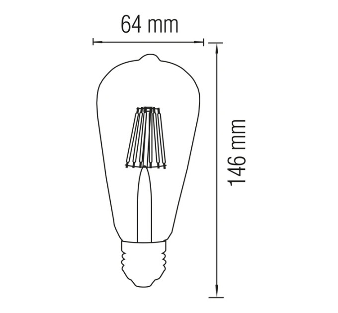 Світлодіодна лампа Filament RUSTIC VINTAGE-6 6W E27 HOROZ ELECTRIC 001-029-0006-010